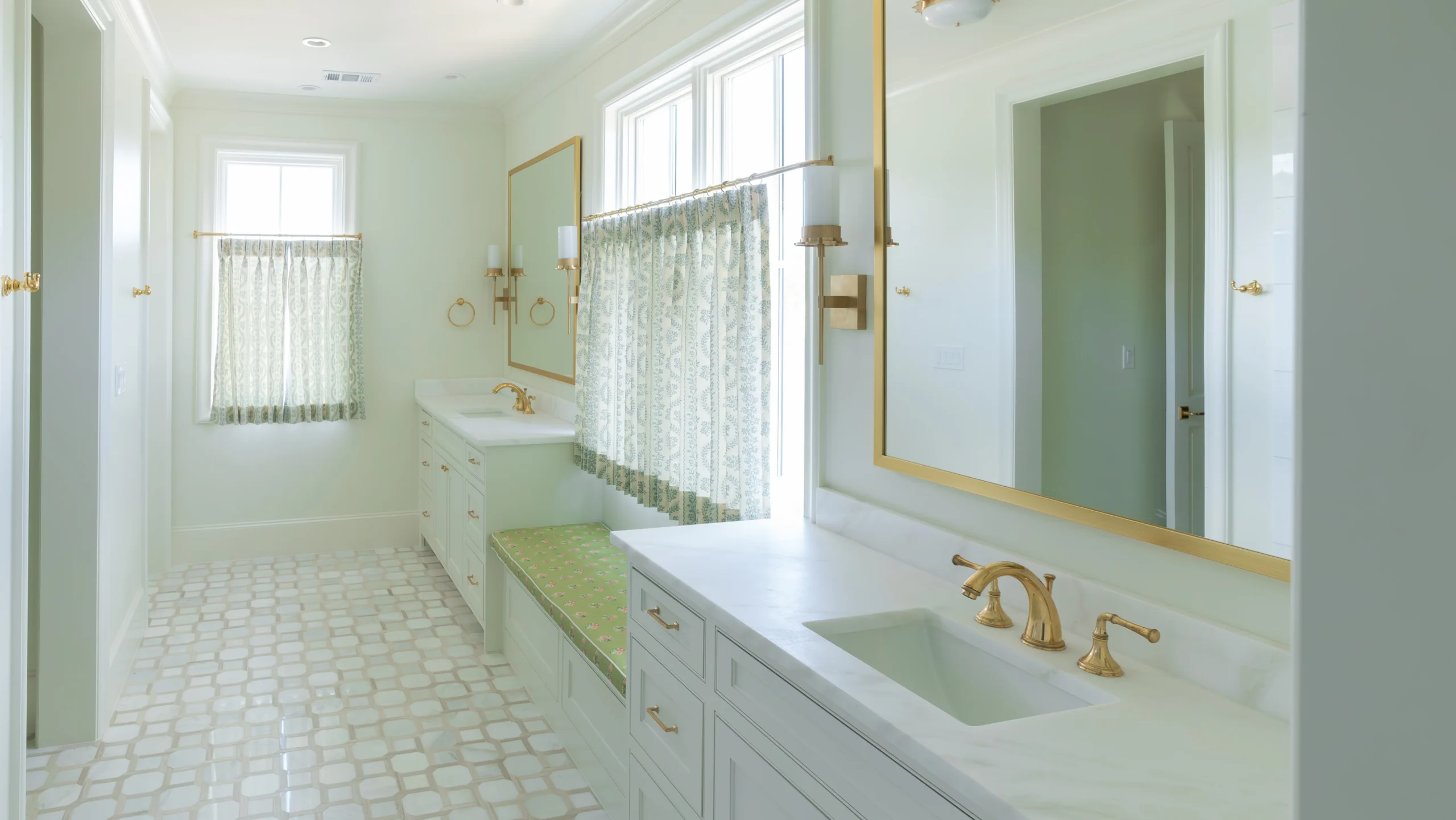 Stunning Lake House Bathroom with Bianco Mykonos Marble